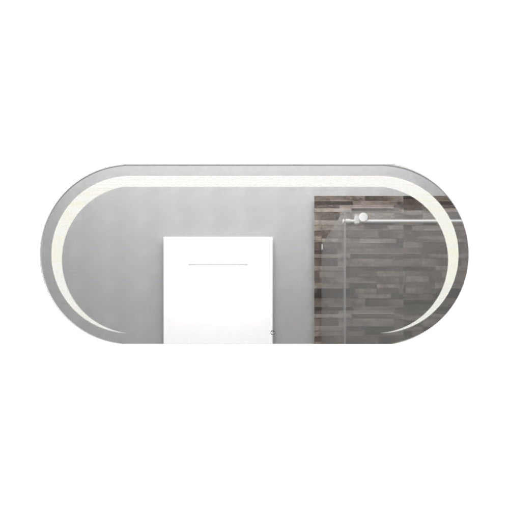 Espejo de Baño Veron Gris 120x50cm Rectangular Curvo con Sandblasting y con Iluminación Led - ESPEJOS DE BANHO | Bylmo