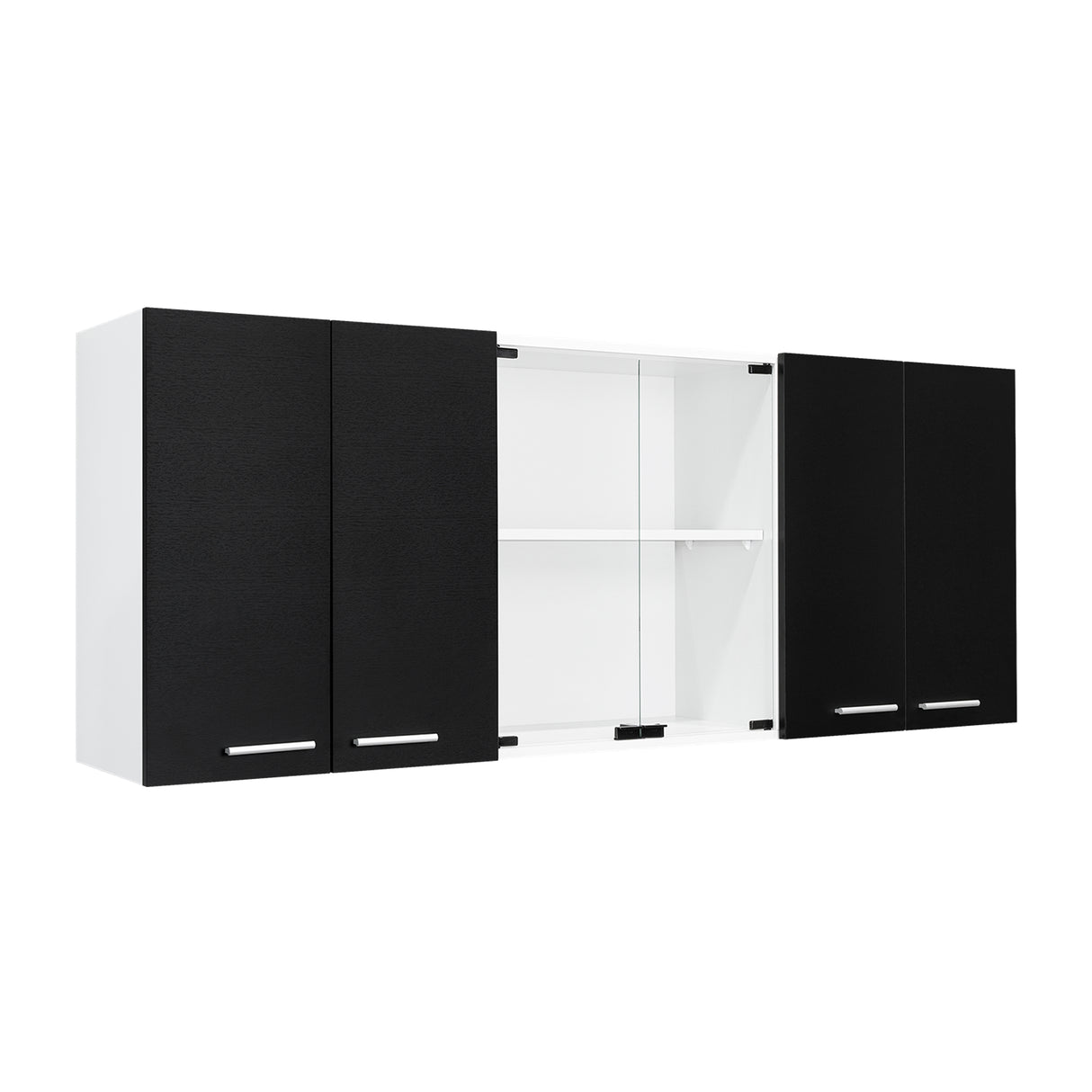 Mueble Superior de Cocina Wengue y Blanco 150x60cm con Dos Entrepaños y con Seis Puertas - Cocinas | Bylmo