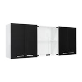 Mueble Superior de Cocina Wengue y Blanco 150x60cm con Dos Entrepaños y con Seis Puertas - Cocinas | Bylmo