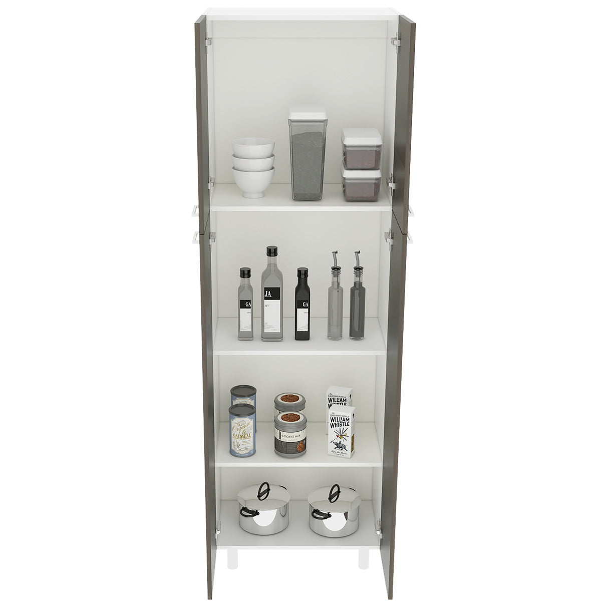 Alacena Rossi Blanco y Olivo 61.1x195cm sin Cajones y con Dos Puertas - ALACENAS Y MUEBLES MICROONDAS | Bylmo