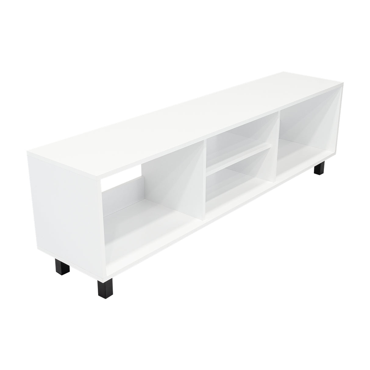 Rack de TV Tunez Blanco Marquez 160x47.5cm Para TV Hasta 70 Pulgadas sin Cajones y con Patas - Muebles para TV | Bylmo