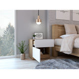 Mesa de Noche Nebraska Miel 50x52.6cm con Un Cajón - MESAS DE NOCHE | Bylmo