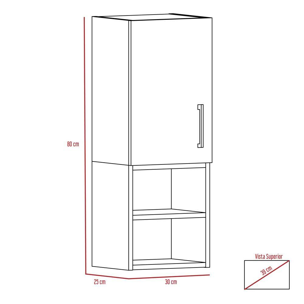 Gabinete de Baño Madrid Wengue y Plomo 30x80cm Rectangular sin Espejo y con Dos Entrepaños - Gabinetes | Bylmo