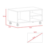 Mesa de Centro Classic Caramelo 80x43.4cm Rectangular con Ruedas y con Compartimientos - Mesas | Bylmo