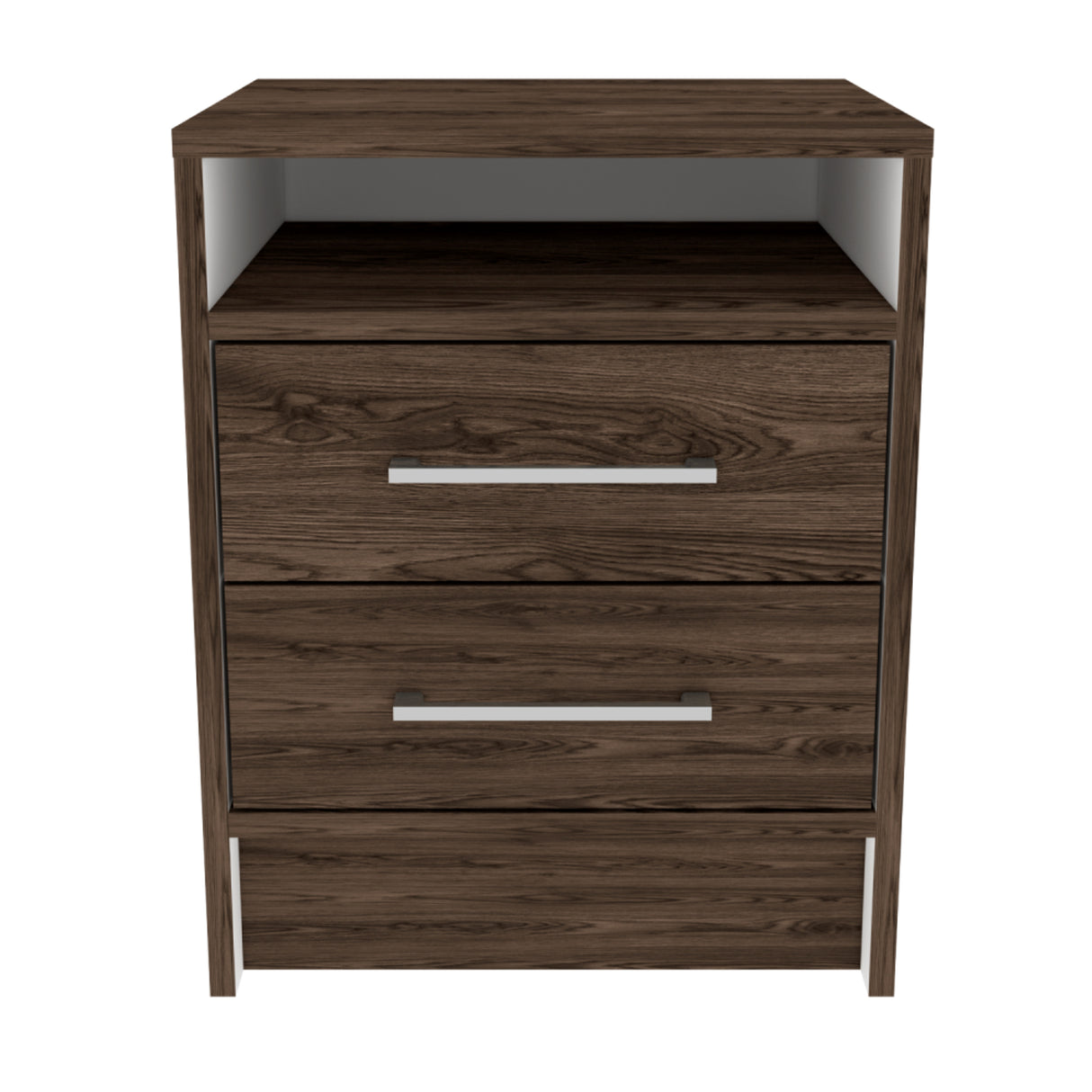 Mesa de Noche Eter Coñac y Blanco 40x50.7cm con Dos Cajones y con Un Compartimiento - MESAS DE NOCHE | Bylmo