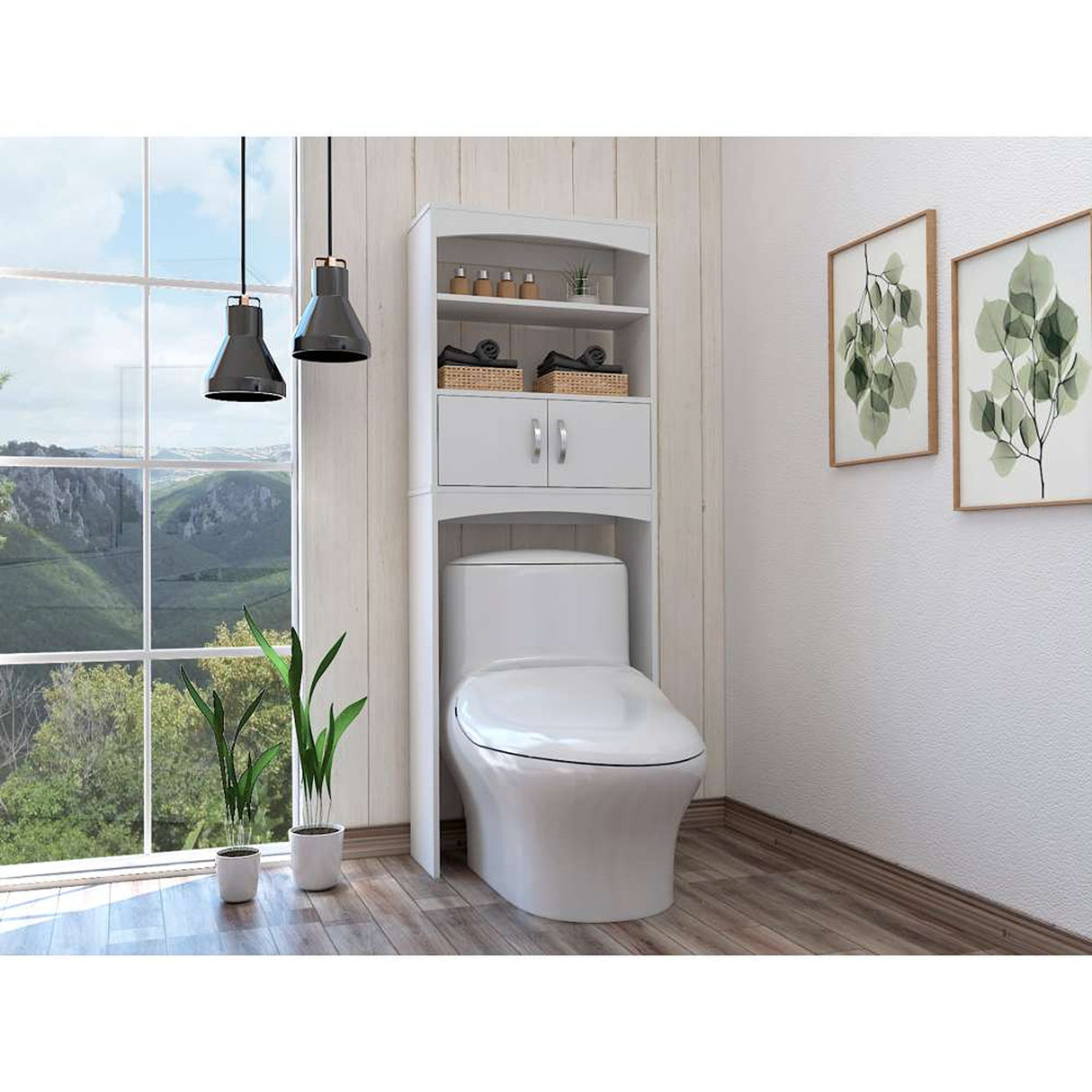 Ahorrador de Espacio para Baño Malta Blanco 60.6x165cm con Un Cajón y con Un Entrepaño