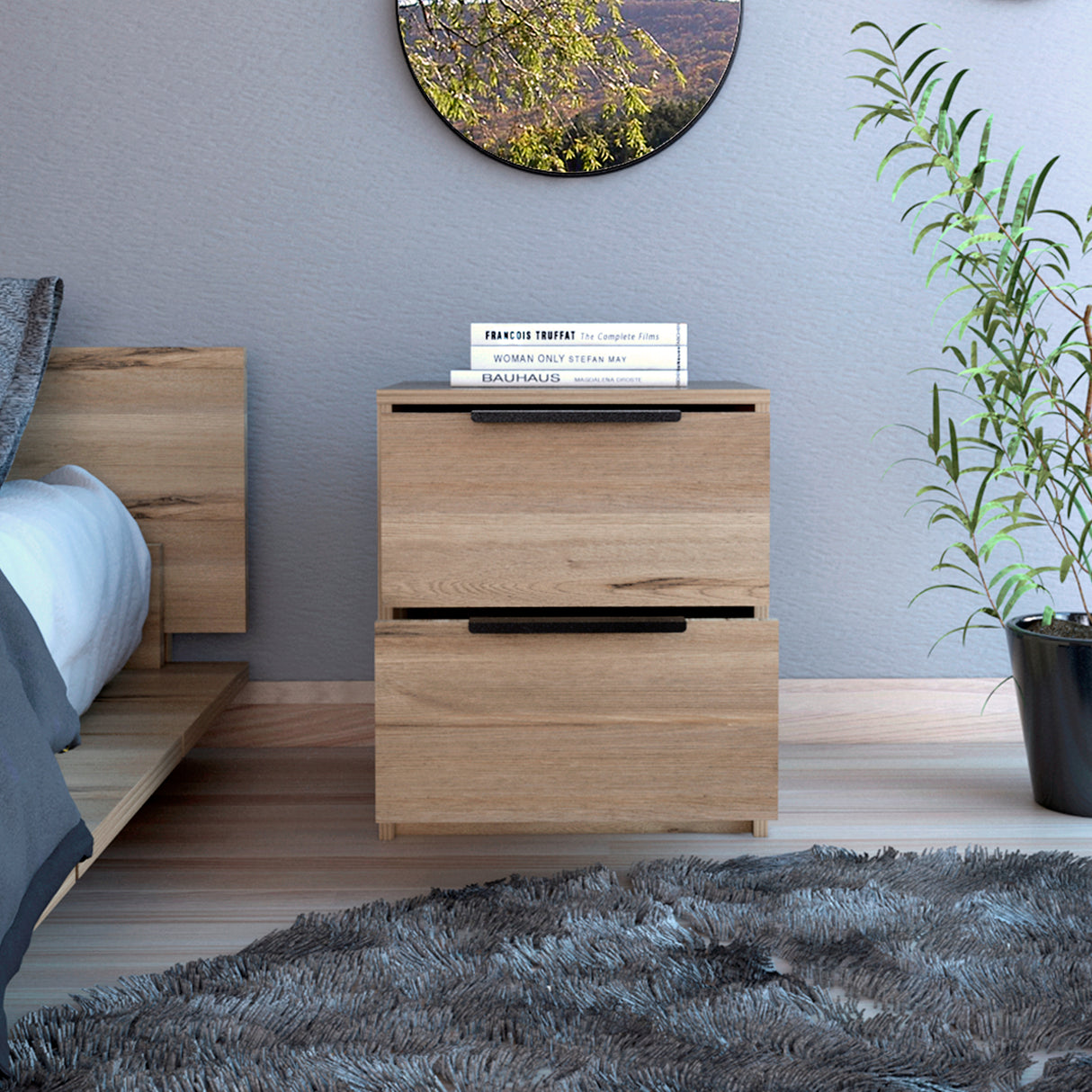 Mesa de Noche Kaia Duna 41x48cm con Dos Cajones - Mesas de Noche | Bylmo