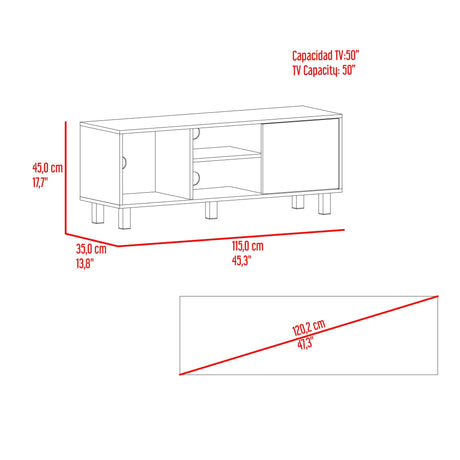 Rack de TV Soho Duna 115x45cm Para TV Hasta 50 Pulgadas con Un Cajón y con Ranuras para Cables y con Patas - Muebles de TV | Bylmo