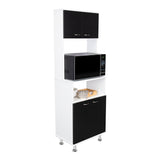 Alacena Fenix Blanco y Wengue 54x160cm sin Cajones y con Cuatro Puertas - Muebles Organizadores | Bylmo