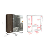 Gabinete de Baño Barcelona Coñac 60x60cm Cuadrado con Espejo y con Dos Entrepaños - Gabinetes | Bylmo