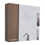 Gabinete de Baño Barcelona Coñac 60x60cm Cuadrado con Espejo y con Dos Entrepaños - Gabinetes | Bylmo
