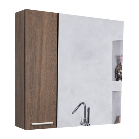 Gabinete de Baño Barcelona Coñac 60x60cm Cuadrado con Espejo y con Dos Entrepaños - Gabinetes | Bylmo