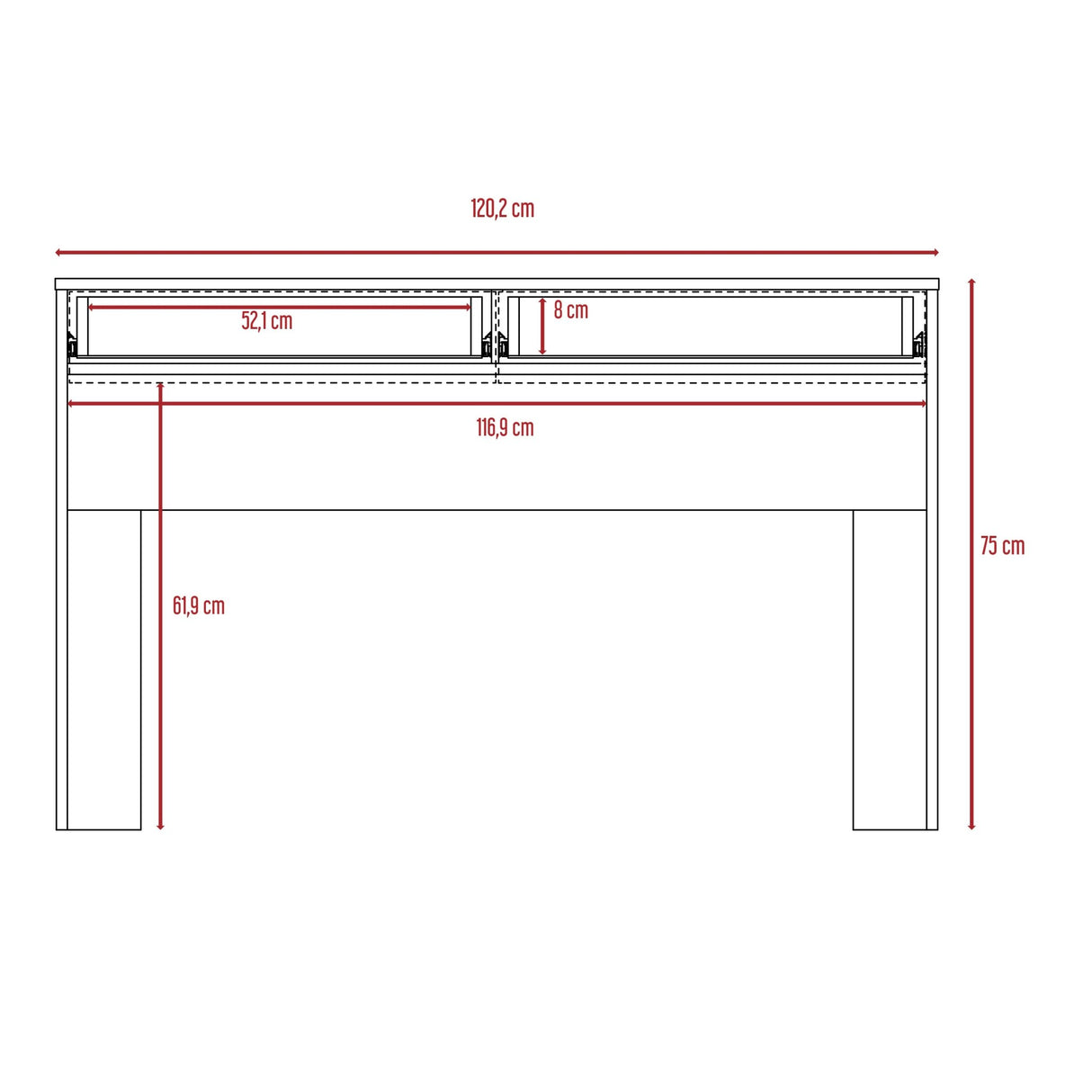 Escritorio Acre Blanco 120.2x75cm Con Dos Cajones - Escritorios y Archivadores | Bylmo