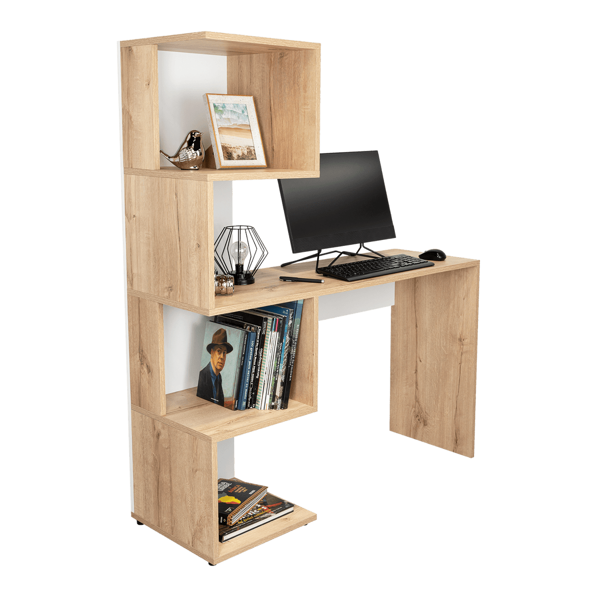 Escritorio Danis Duna y Vino Blanco 120x144.6cm sin Cajones - Escritorios y Archivadores | Bylmo