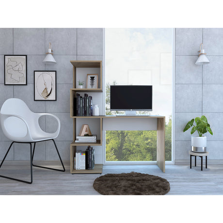 Escritorio Danis Duna y Vino Blanco 120x144.6cm sin Cajones - Escritorios y Archivadores | Bylmo