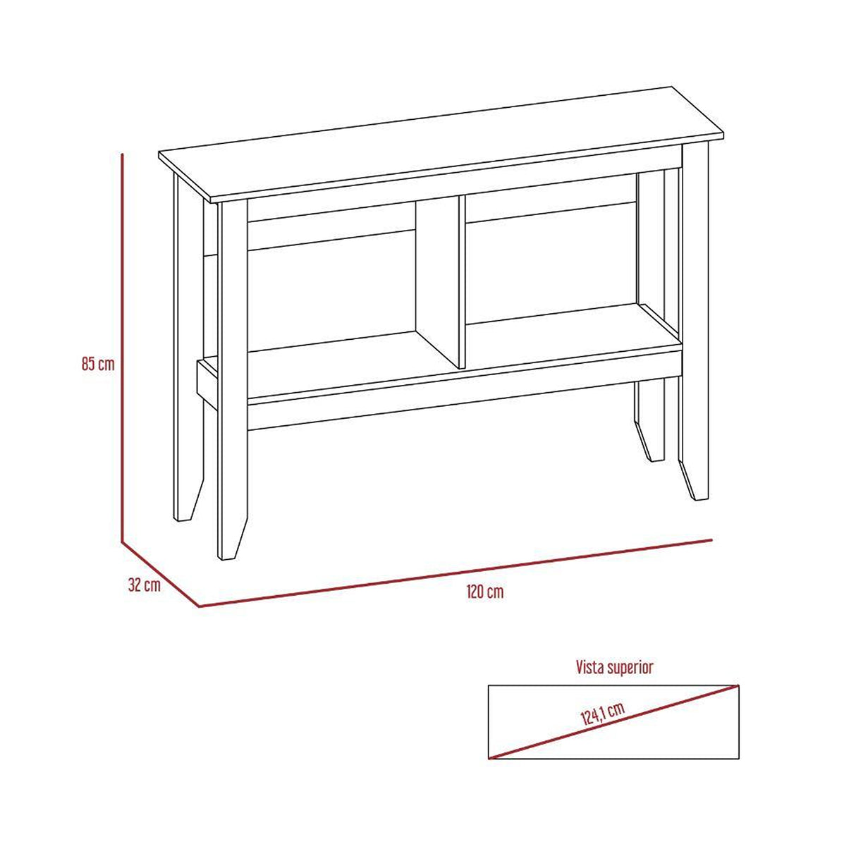 Arrimo Essential Wengue 85x120cm con Dos Compartimientos y con Patas - Bifes | Bylmo