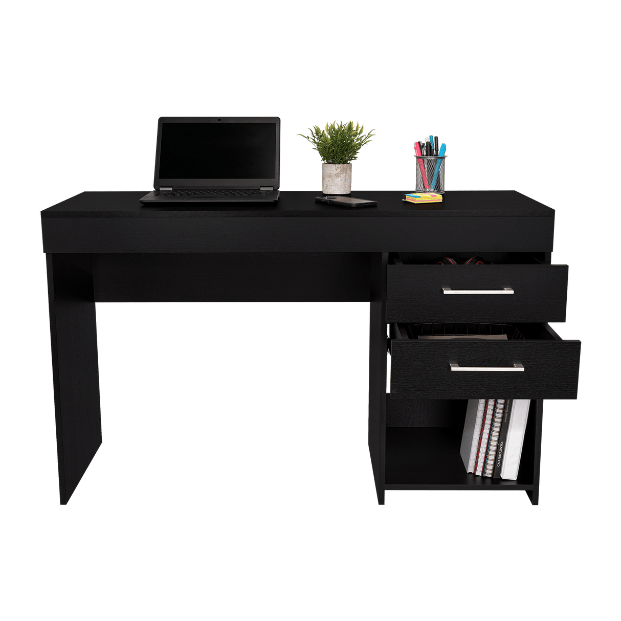 Escritorio Ibare Wengue 120 cm con Cajones y Entrepaños - Escritorios y Archivadores | Bylmo