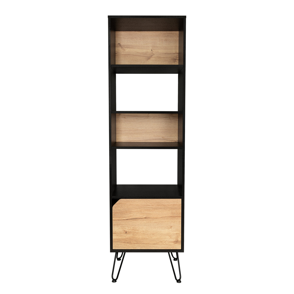 Biblioteca Stamford Wengue 48.3x170cm con Cuatro Compartimientos y con Un Cajón - Bibliotecas | Bylmo
