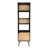Biblioteca Stamford Wengue 48.3x170cm con Cuatro Compartimientos y con Un Cajón - Bibliotecas | Bylmo