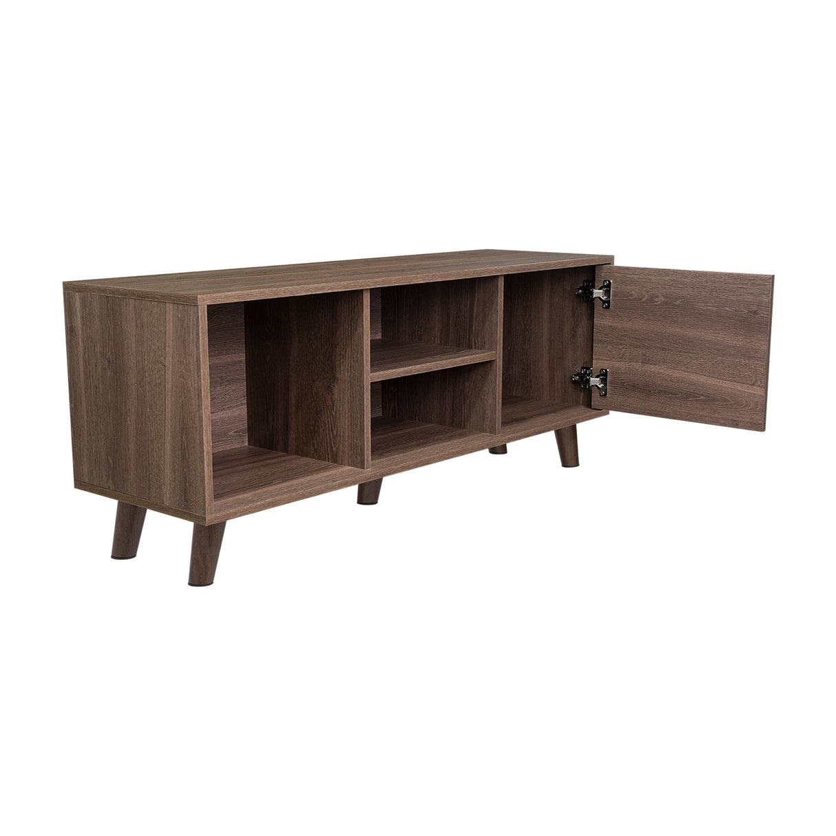 Rack de TV Cincinatti Coñac 115x50cm Para TV Hasta 45 Pulgadas con Un Cajón con Ranuras para Cables y con Patas - Muebles para TV | Bylmo