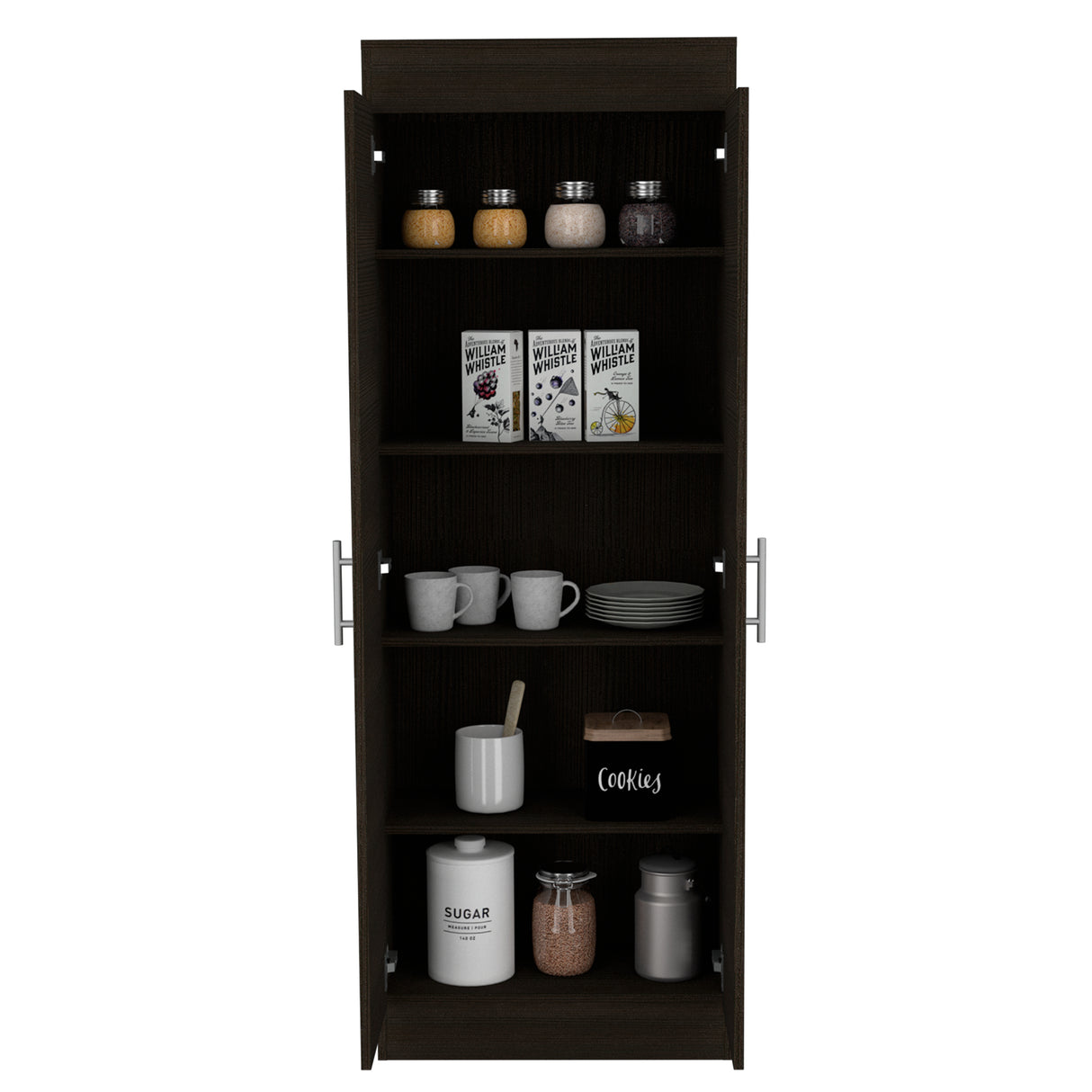 Alacena Nepal Wengue 60x169.9cm sin Cajones y con Dos Puertas - ALACENAS Y MUEBLES MICROONDAS | Bylmo