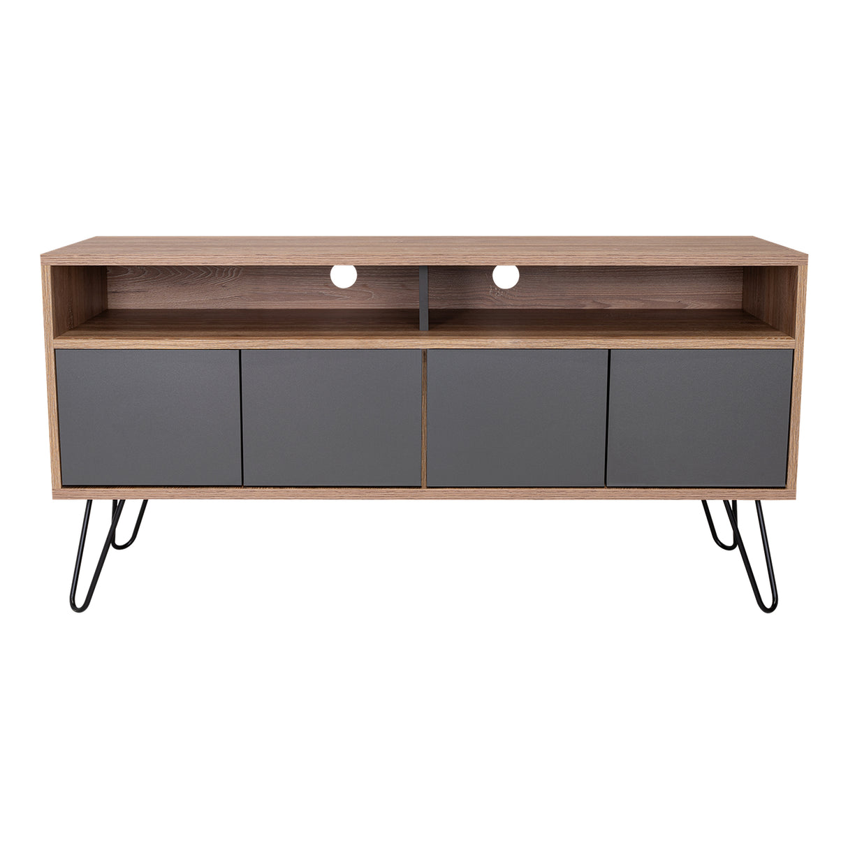 Rack de TV Vassel Miel 123x60cm para TV Hasta 55 Pulgadas y con Cuatro Compartimientos - Muebles para TV | Bylmo