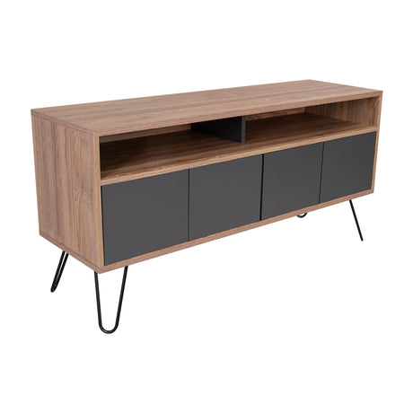 Rack de TV Vassel Miel 123x60cm para TV Hasta 55 Pulgadas y con Cuatro Compartimientos - Muebles para TV | Bylmo