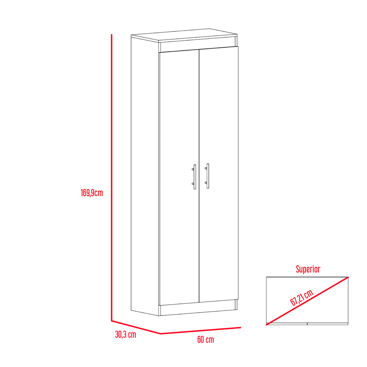 Alacena Nepal Duna y Blanco 60x169.9cm sin Cajones y con Dos Puertas - ALACENAS Y MUEBLES MICROONDAS | Bylmo