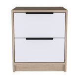 Mesa de Noche Kaia Rovere y Blanco 41x48cm con Dos Cajones - MESAS DE NOCHE | Bylmo