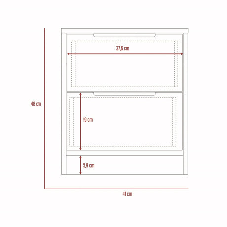 Mesa de Noche Kaia Rovere y Blanco 41x48cm con Dos Cajones - MESAS DE NOCHE | Bylmo