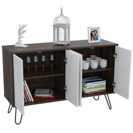 Bifé Vassel Habano y Blanco 117.1x75.6cm con Cuatro Puertas y con Cuatro Compartimientos - BIFES Y ARRIMOS | Bylmo