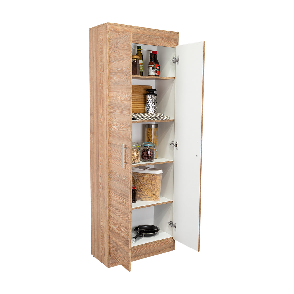 Alacena Nepal Miel y Blanco 60x170cm con Dos Puertas - Muebles Organizadores | Bylmo