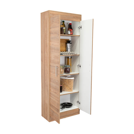 Alacena Nepal Miel y Blanco 60x170cm con Dos Puertas - Muebles Organizadores | Bylmo