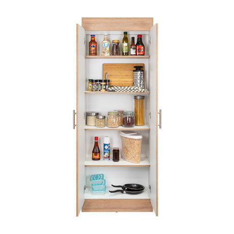 Alacena Nepal Miel y Blanco 60x170cm con Dos Puertas - Muebles Organizadores | Bylmo
