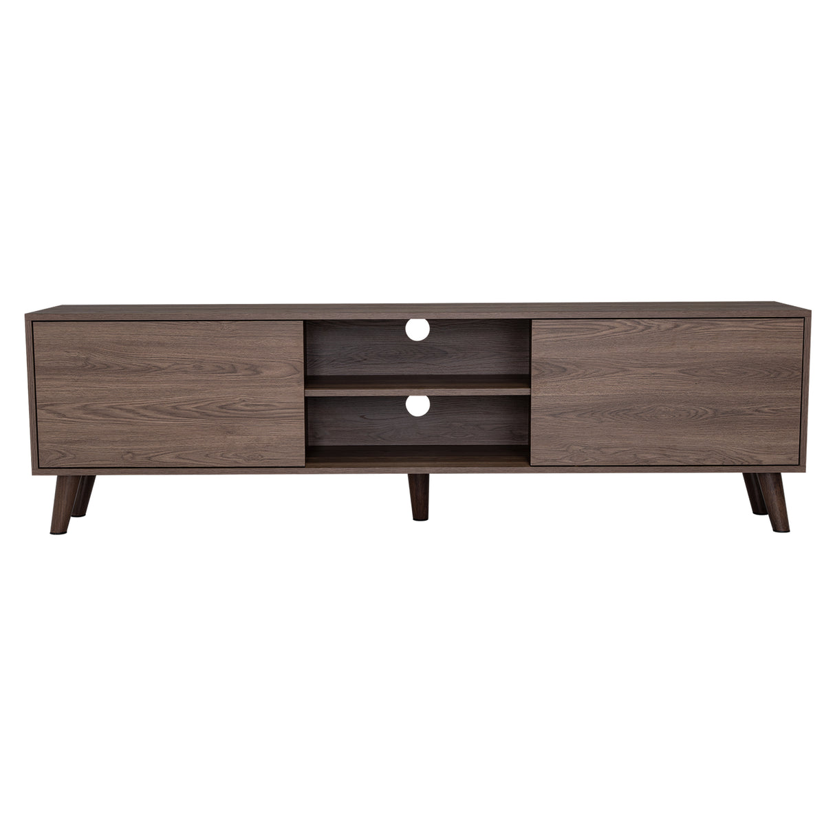 Rack de TV Z Coñac 180x52.5cm Para TV Hasta 80 Pulgadas con Dos Cajones con Ranuras para Cables y con Patas - Muebles para TV | Bylmo