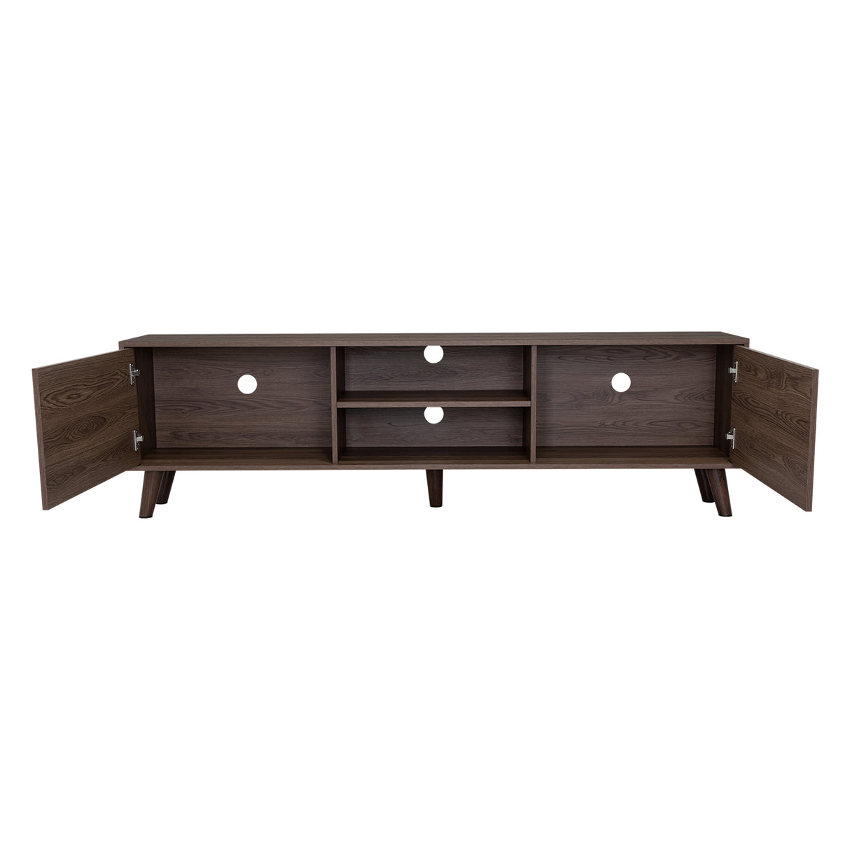 Rack de TV Z Coñac 180x52.5cm Para TV Hasta 80 Pulgadas con Dos Cajones con Ranuras para Cables y con Patas - Muebles para TV | Bylmo