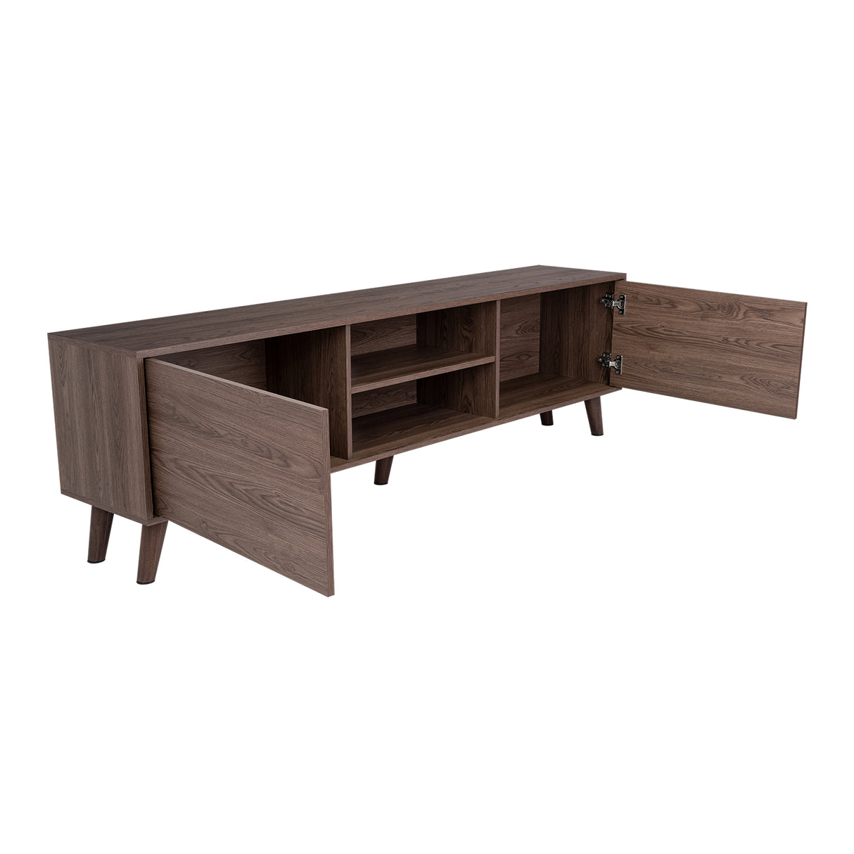 Rack de TV Z Coñac 180x52.5cm Para TV Hasta 80 Pulgadas con Dos Cajones con Ranuras para Cables y con Patas - Muebles para TV | Bylmo