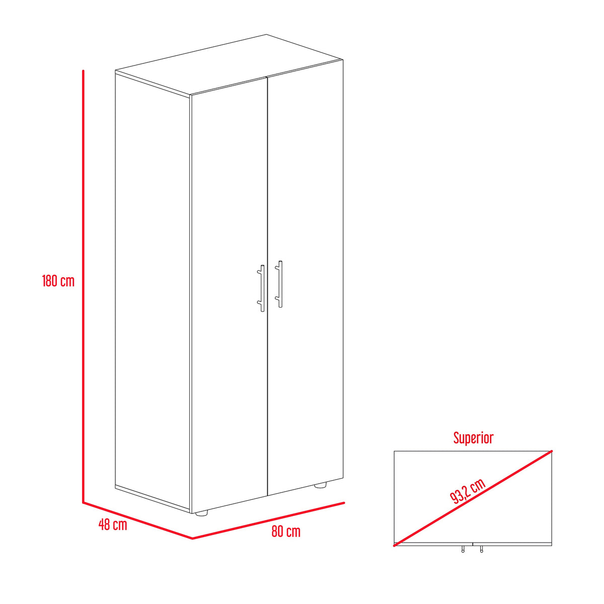 Closet Tera Wengue 80x180cm sin Cajones con 3 Entrepaños