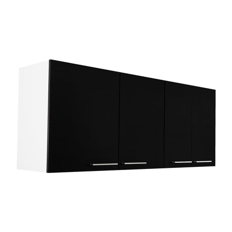 Mueble Superior de Cocina Blanco y Wengue 150x60cm con Un Entrepaño y con Cuatro Puertas - Cocinas | Bylmo