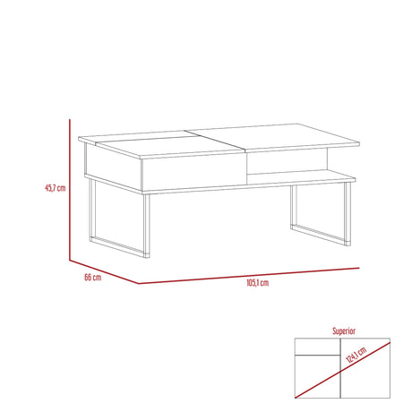 Mesa de Centro 5G rovere y Wengue 105.1x45.7cm Rectangular Extensible con Compartimiento - MESAS DE CENTRO | Bylmo