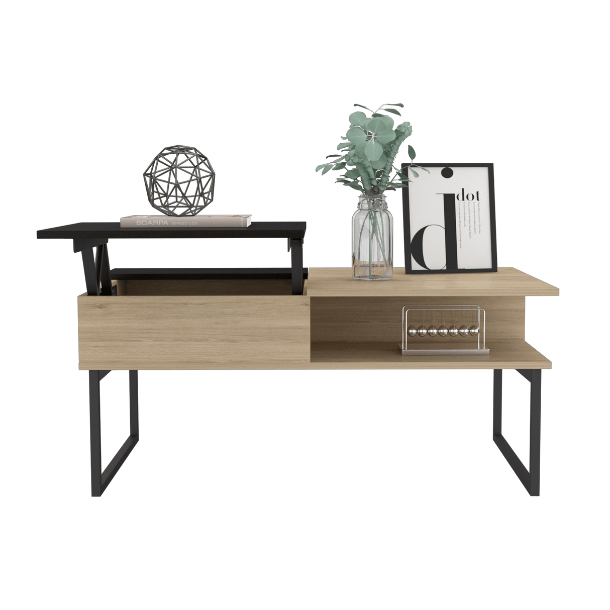 Mesa de Centro 5G rovere y Wengue 105.1x45.7cm Rectangular Extensible con Compartimiento - MESAS DE CENTRO | Bylmo