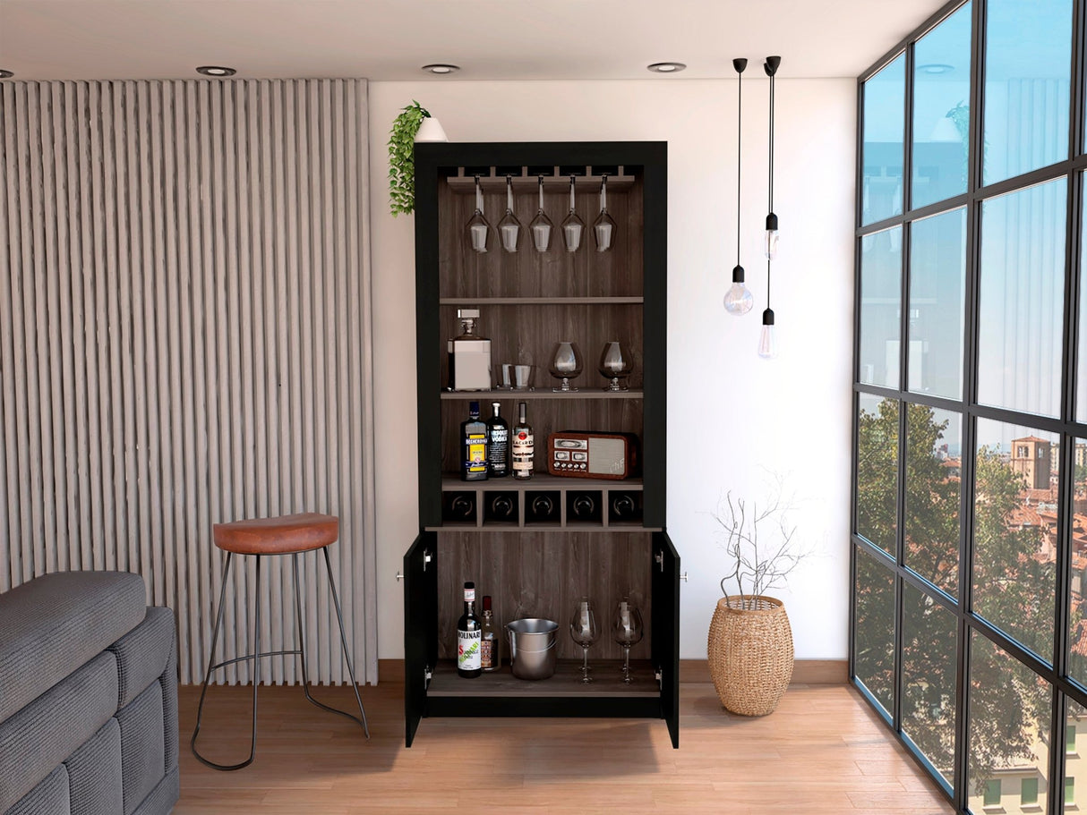 Bar Bellagio Wengue 75x175cm con Un Cajón y con Cinco Portabotellas - Bares | Bylmo