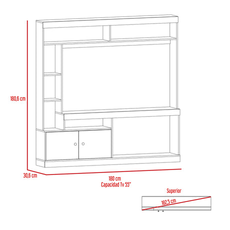 Centro de Entretenimiento Dante Wengue 180x170.6cm Para TV Hasta 45 Pulgadas con Un Cajón - Muebles para TV | Bylmo