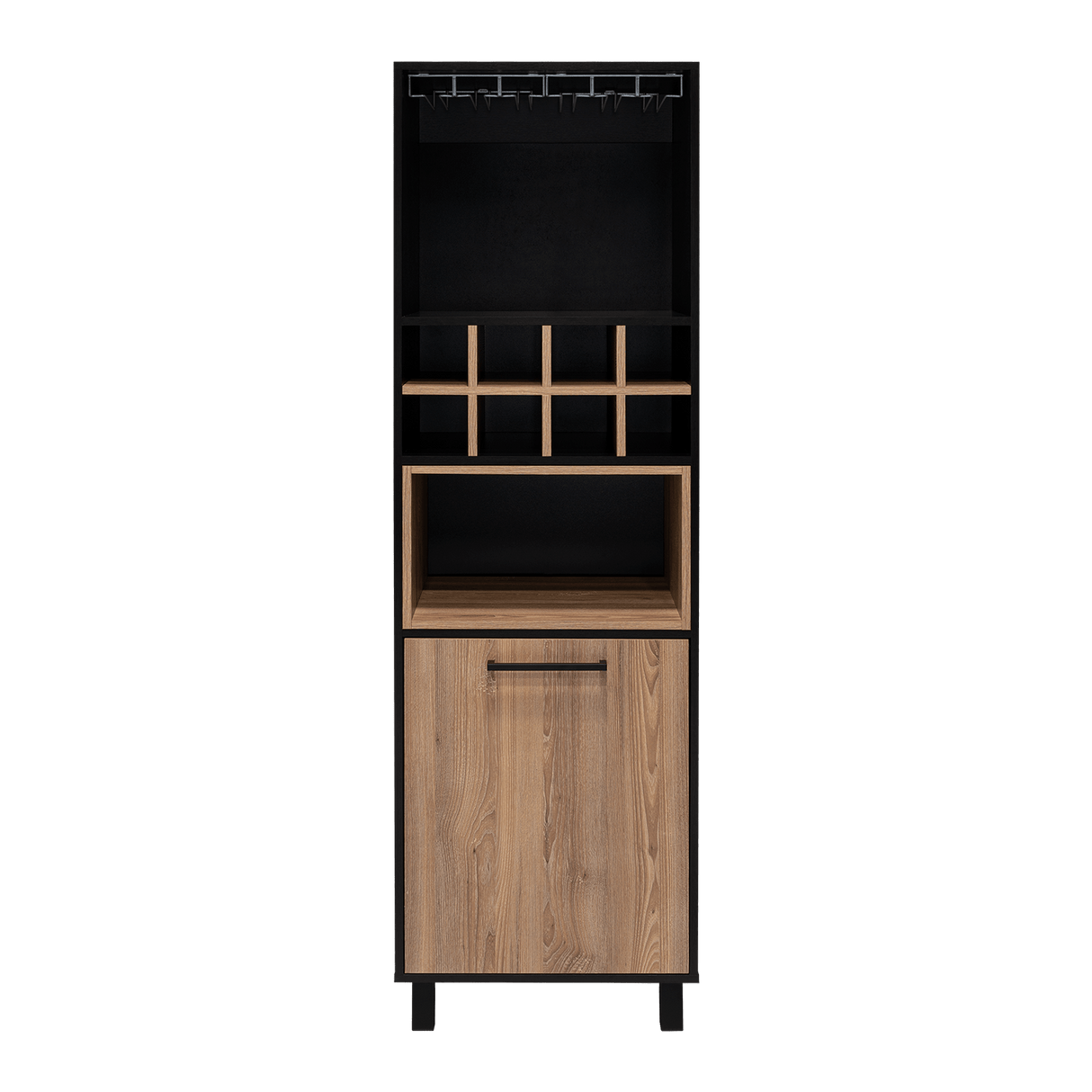 Bar Kaia Wengue y Miel 53x180cm con Un Cajón y con Ocho Portabotellas - Bares | Bylmo