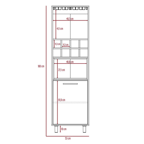 Bar Kaia Wengue y Miel 53x180cm con Un Cajón y con Ocho Portabotellas - Bares | Bylmo