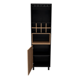 Bar Kaia Wengue y Miel 53x180cm con Un Cajón y con Ocho Portabotellas - Bares | Bylmo