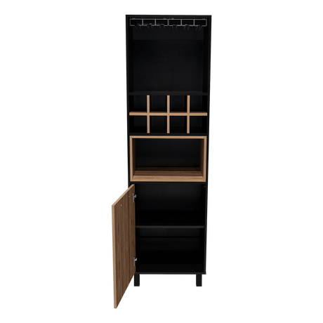 Bar Kaia Wengue y Miel 53x180cm con Un Cajón y con Ocho Portabotellas - Bares | Bylmo