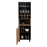Bar Kaia Wengue y Miel 53x180cm con Un Cajón y con Ocho Portabotellas - Bares | Bylmo
