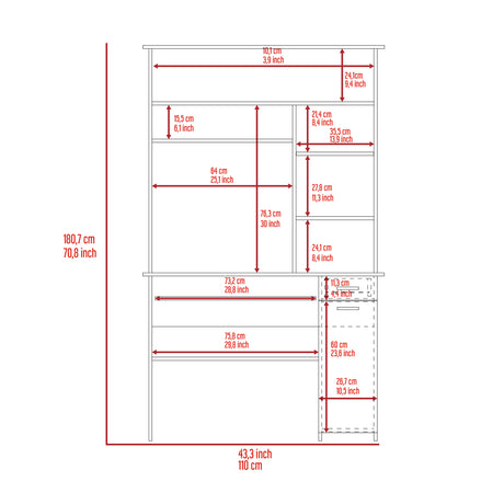 Centro de Computo Minka Bardolino 110 cm con Cajón, Puerta y Entrepaños - Escritorios y Archivadores | Bylmo