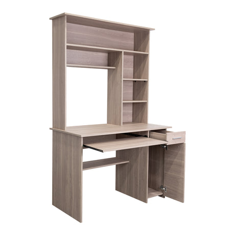 Centro de Computo Minka Bardolino 110 cm con Cajón, Puerta y Entrepaños - Escritorios y Archivadores | Bylmo